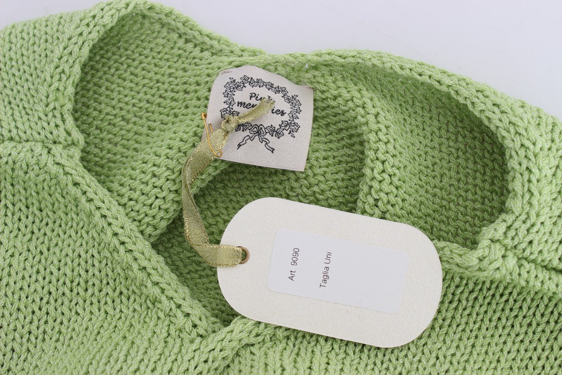 Elegant Green Knitted Sleeveless Vest Sweater - ventzia