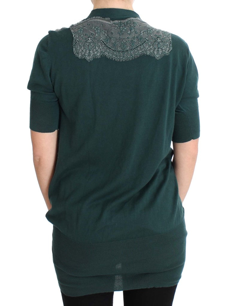 Elegant Green Lace Cardigan Sweater - ventzia