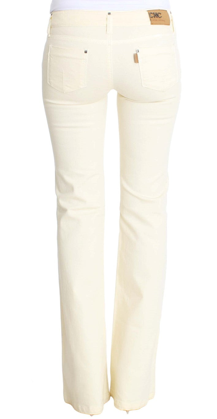 Chic Off-White Flared Designer Jeans - ventzia