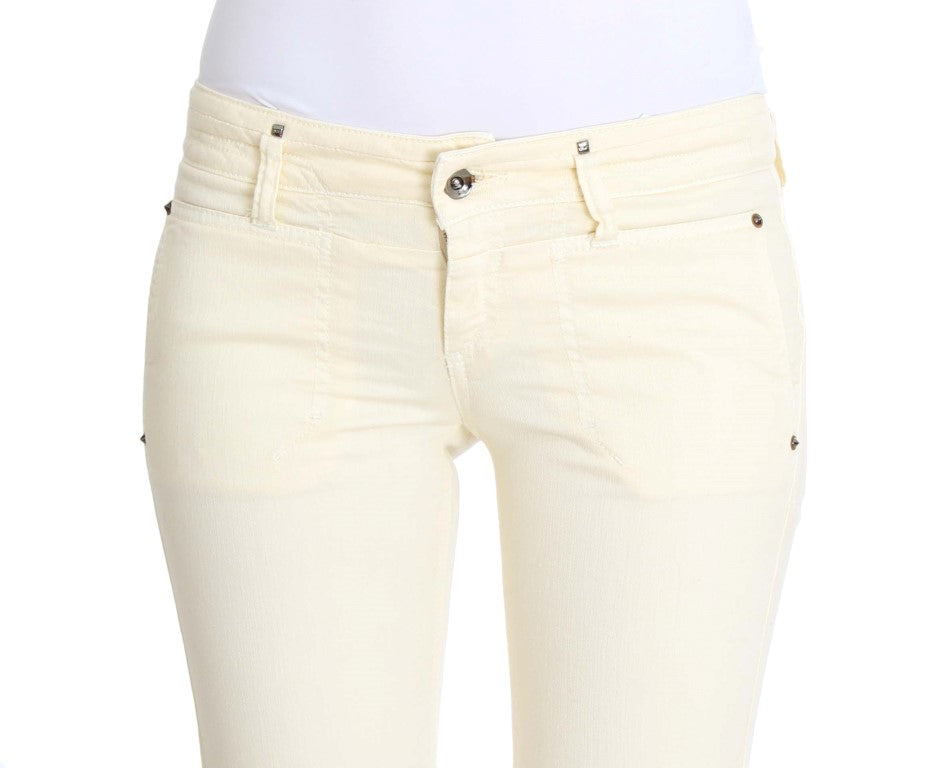 Chic Off-White Flared Designer Jeans - ventzia