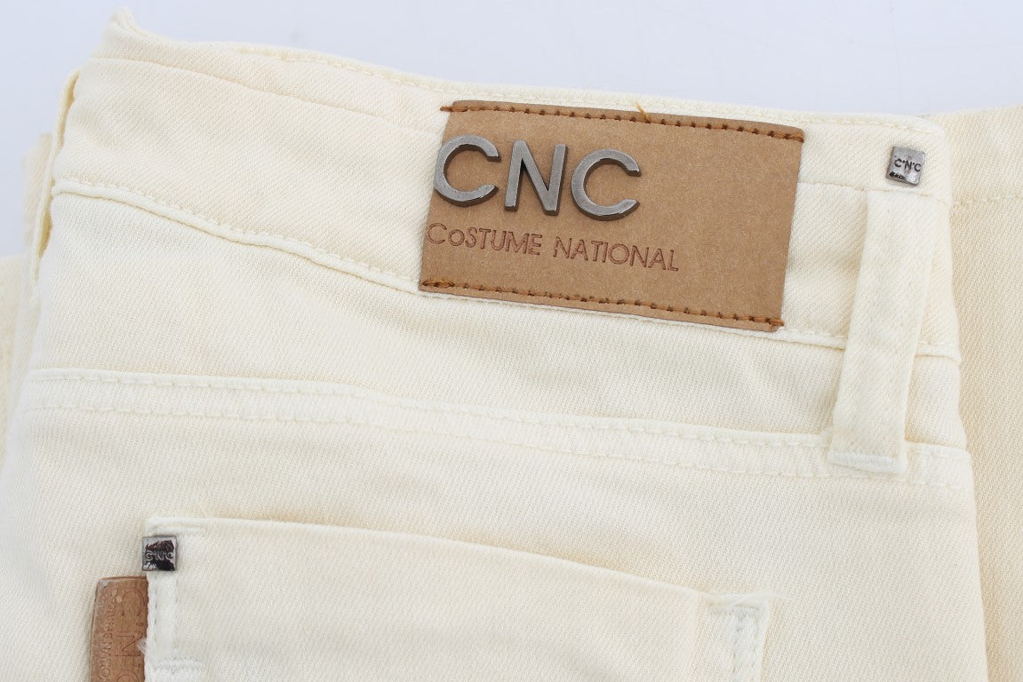Chic Off-White Flared Designer Jeans - ventzia