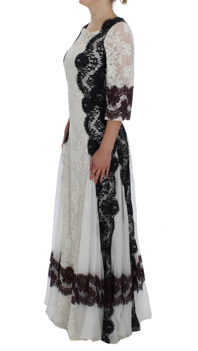 Floral Lace Silk Blend Maxi Dress - ventzia