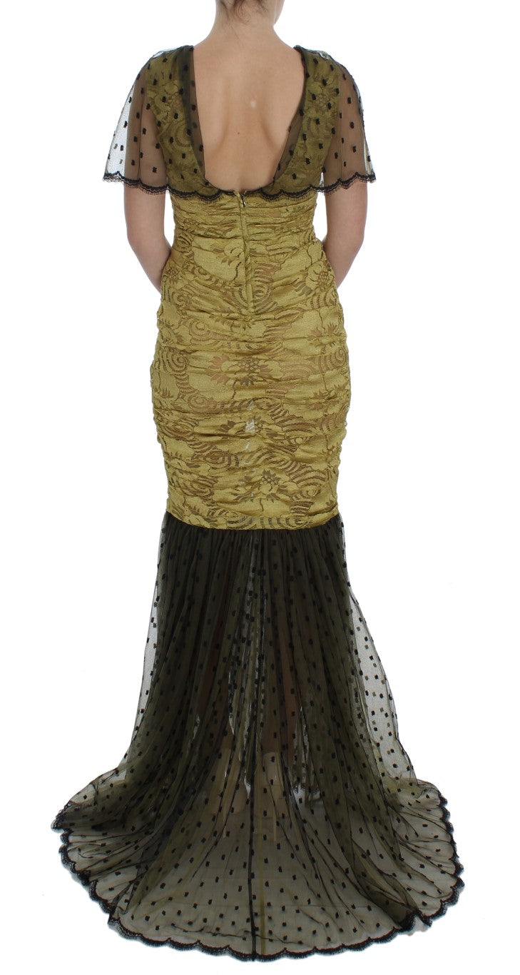 Yellow Floral Lace Sheath Dress - ventzia