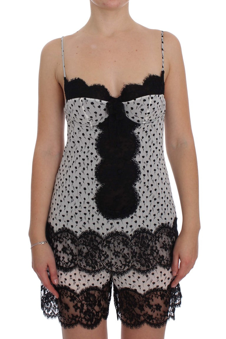 Elegant Floral Lace Silk Chemise - ventzia