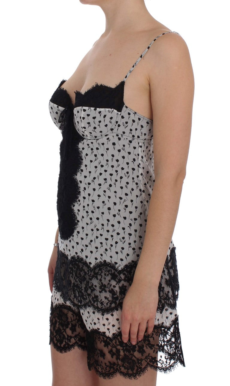 Elegant Floral Lace Silk Chemise - ventzia