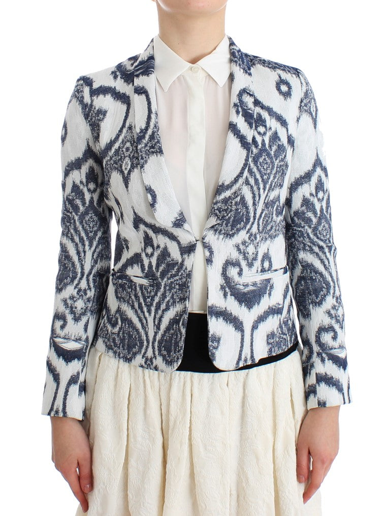 Elegant Two-Tone Blue Short Blazer - ventzia
