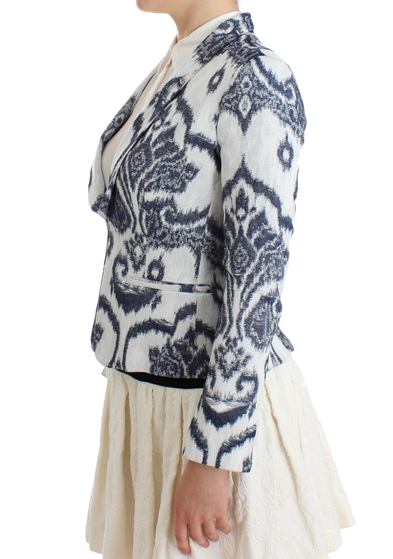 Elegant Two-Tone Blue Short Blazer - ventzia