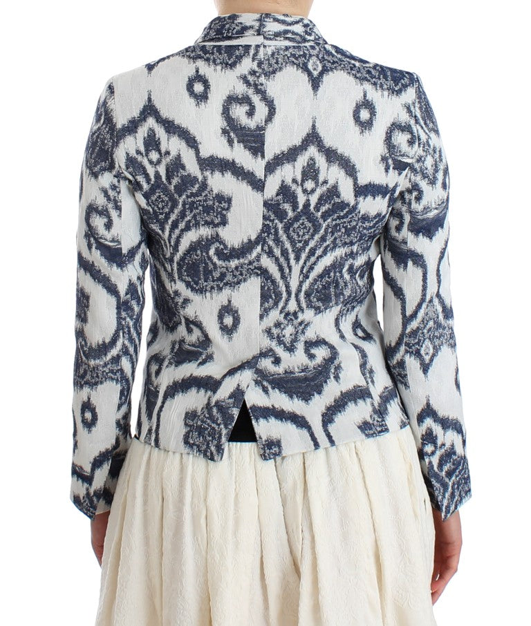 Elegant Two-Tone Blue Short Blazer - ventzia
