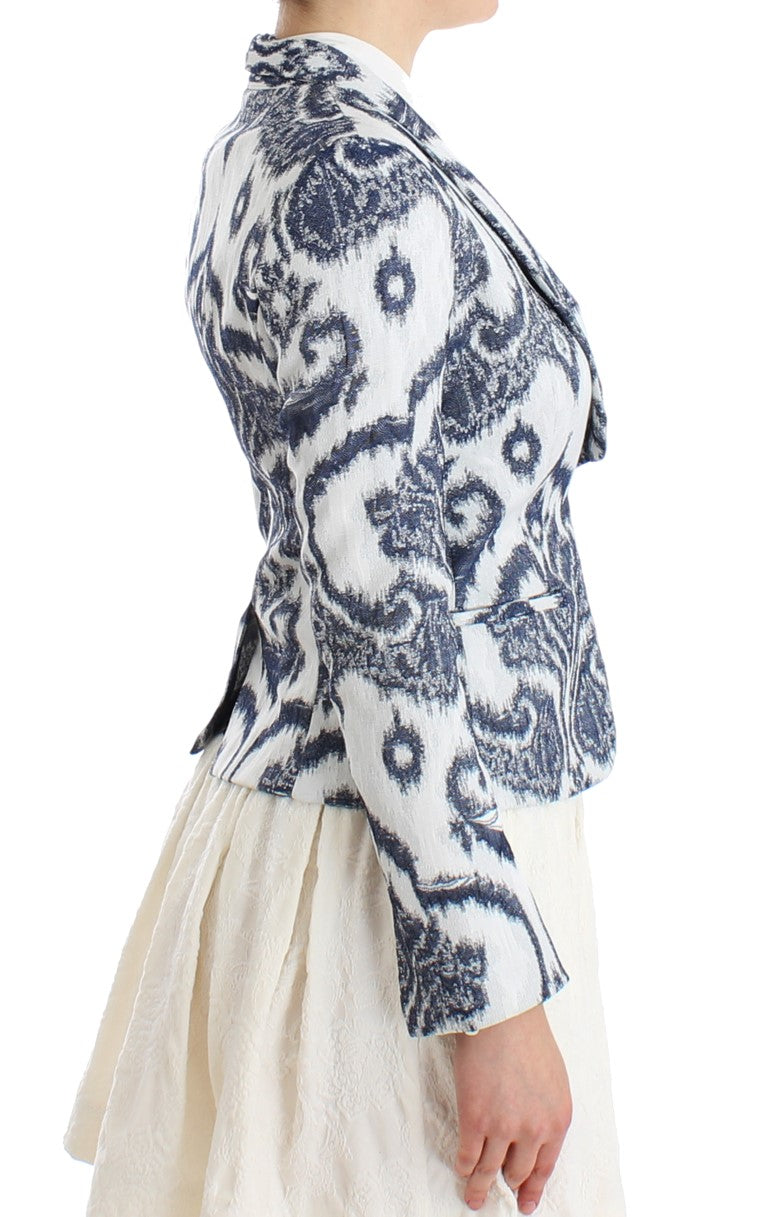 Elegant Two-Tone Blue Short Blazer - ventzia