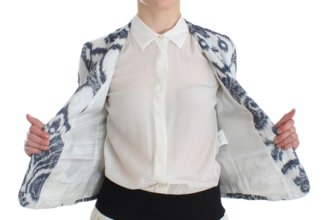 Elegant Two-Tone Blue Short Blazer - ventzia