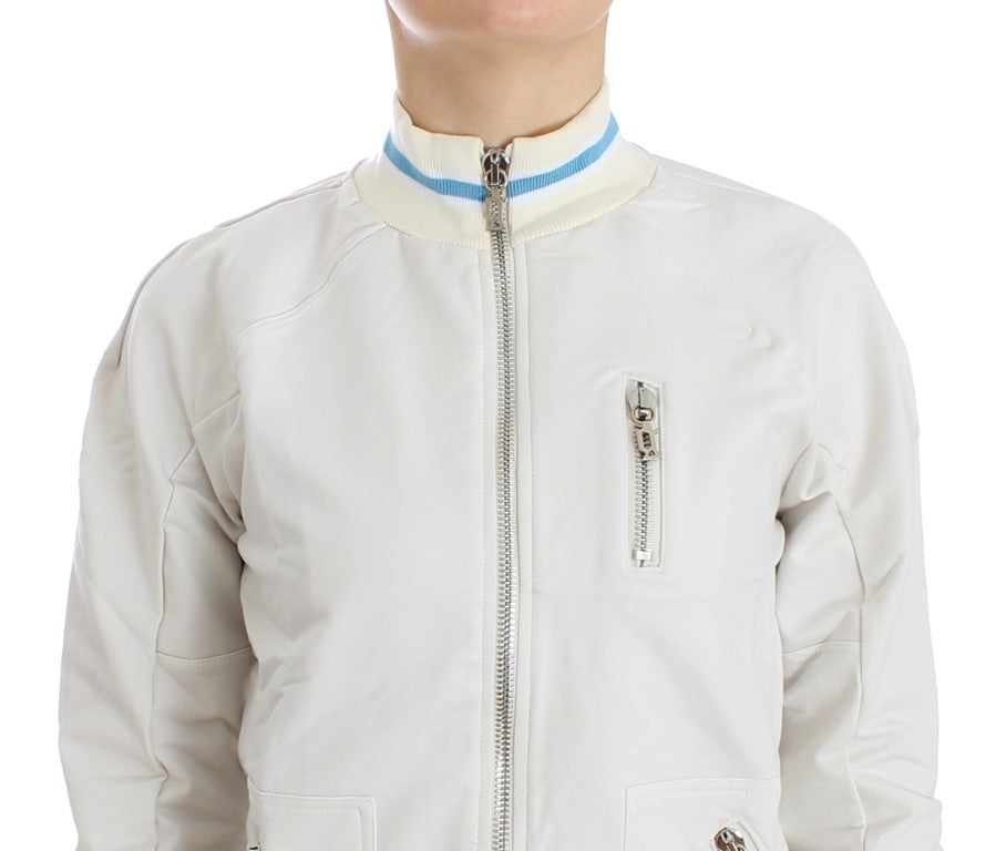 Elegant White Zip Cardigan - ventzia