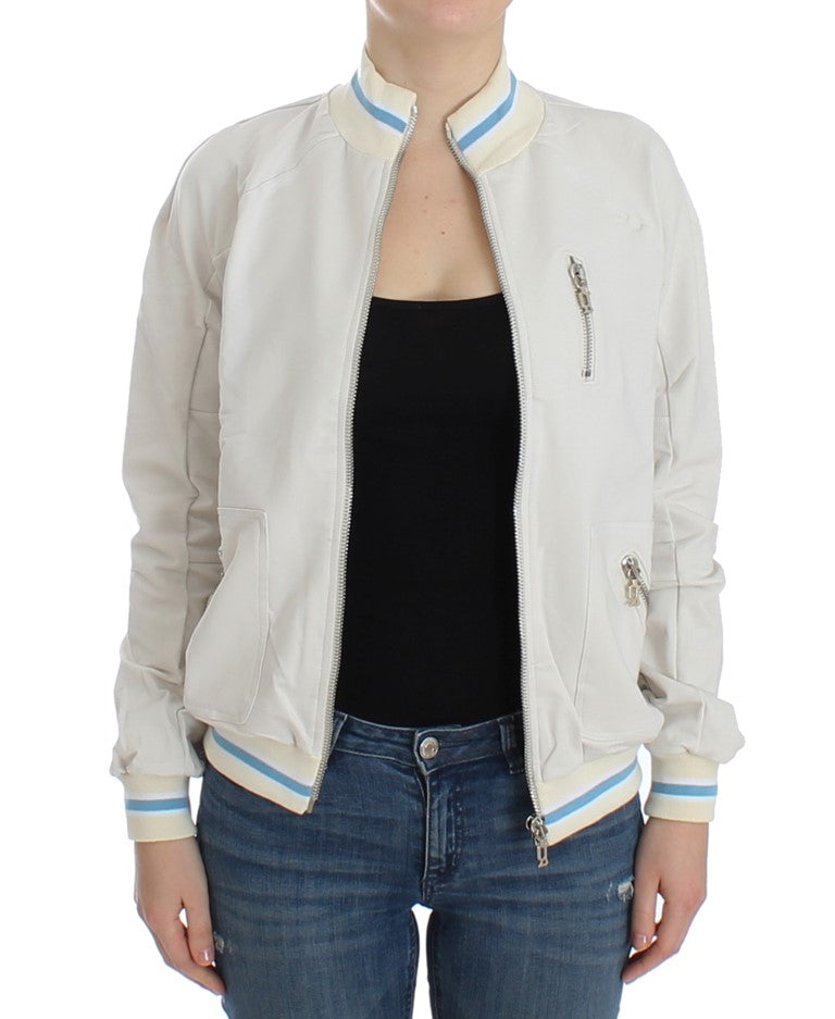 Elegant White Zip Cardigan - ventzia