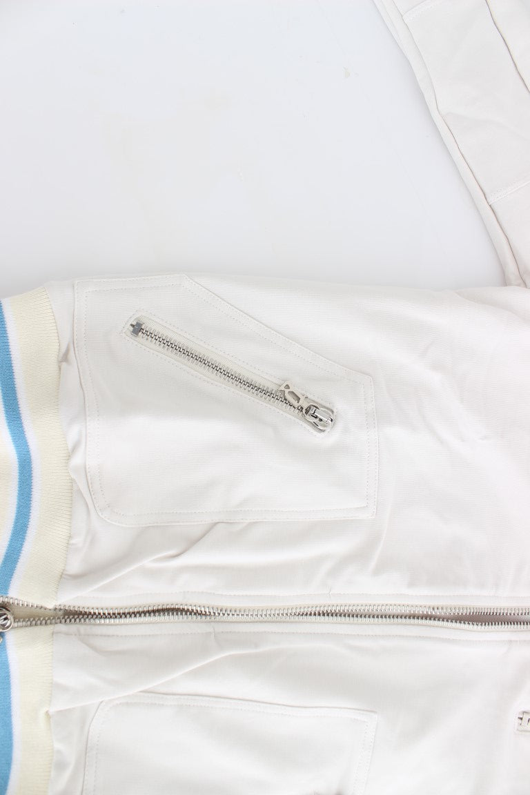 Elegant White Zip Cardigan - ventzia