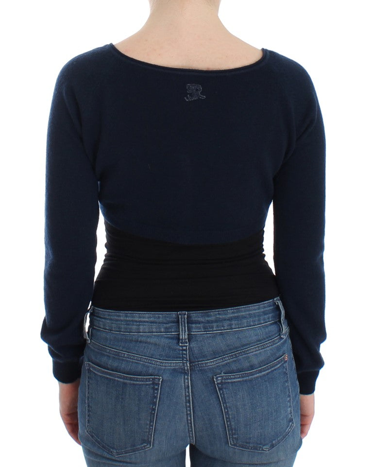 Chic Cashmere-Blend Cropped Sweater in Blue - ventzia