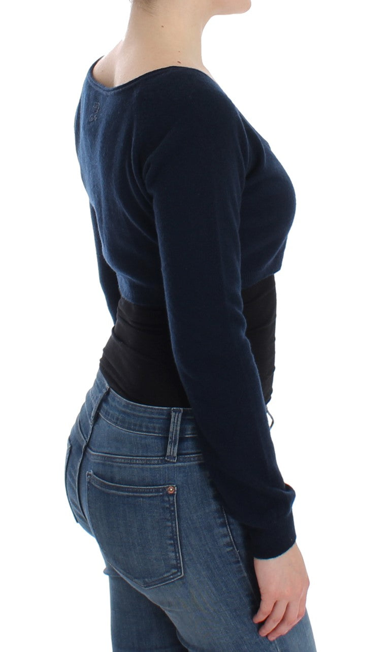 Chic Cashmere-Blend Cropped Sweater in Blue - ventzia
