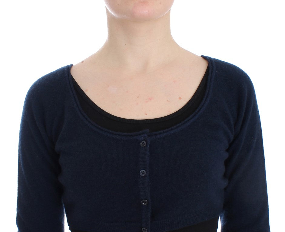 Chic Cashmere-Blend Cropped Sweater in Blue - ventzia