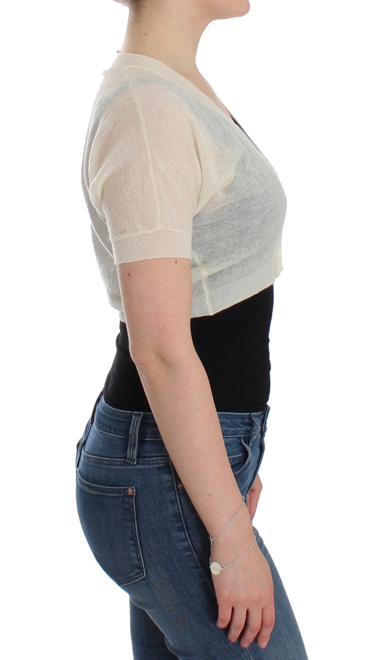 Elegant Off-White Cropped Alpaca-Wool Blend Sweater - ventzia