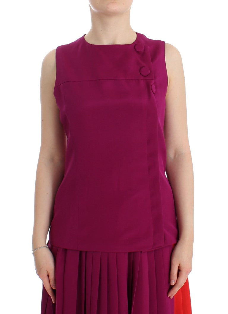 Stunning Silk Sleeveless Purple Blouse - ventzia