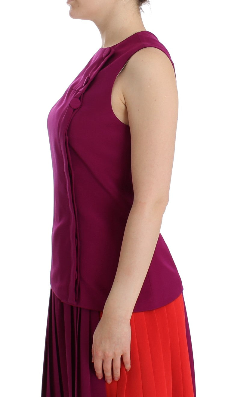 Stunning Silk Sleeveless Purple Blouse - ventzia