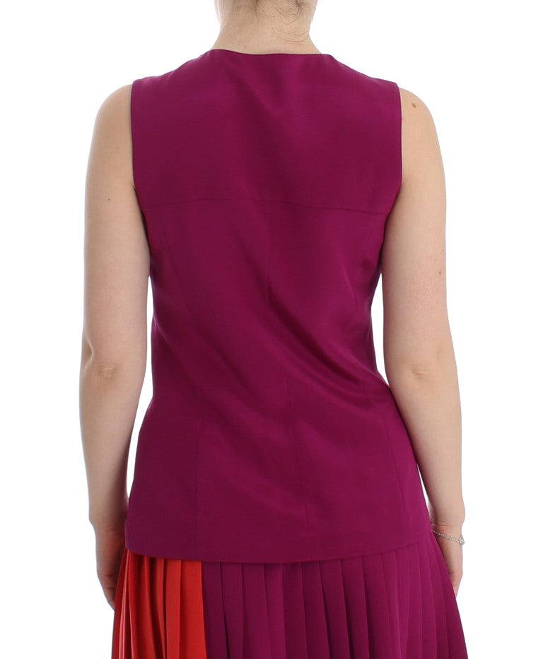 Stunning Silk Sleeveless Purple Blouse - ventzia