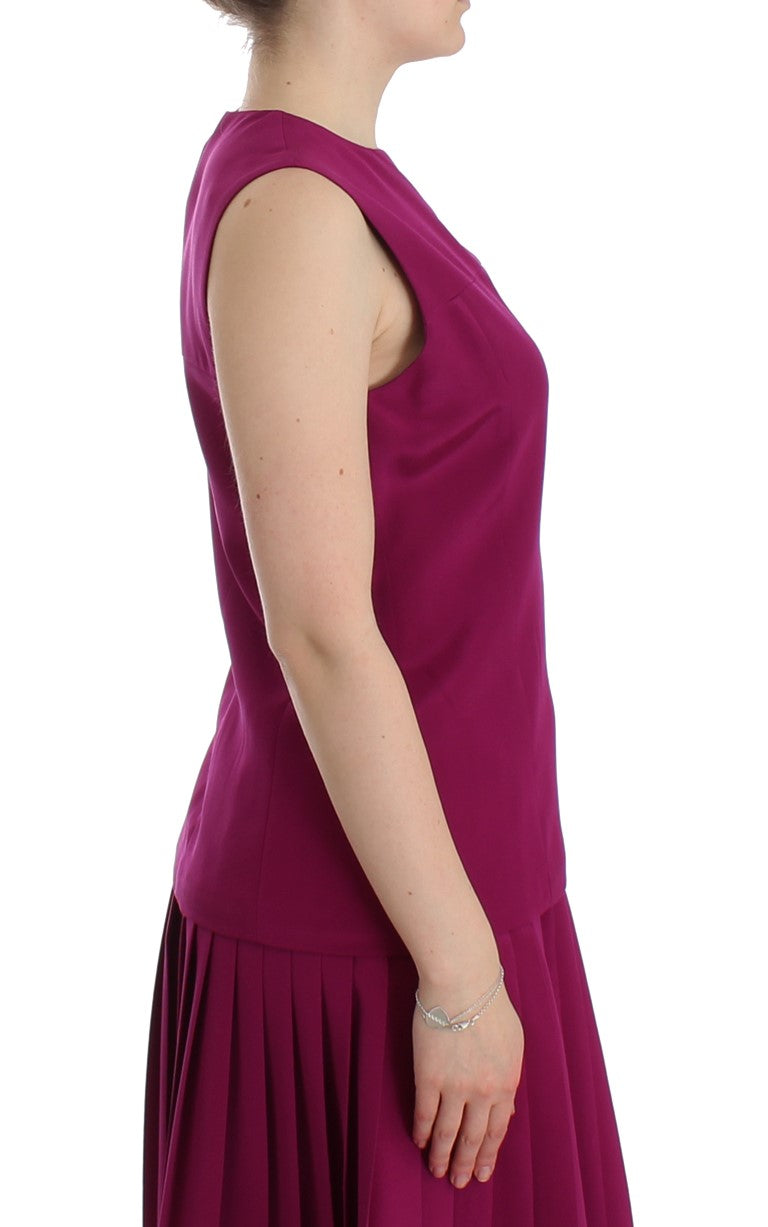 Stunning Silk Sleeveless Purple Blouse - ventzia