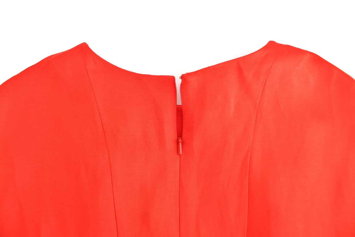 Radiant Red Linen Blend Artisan Dress - ventzia