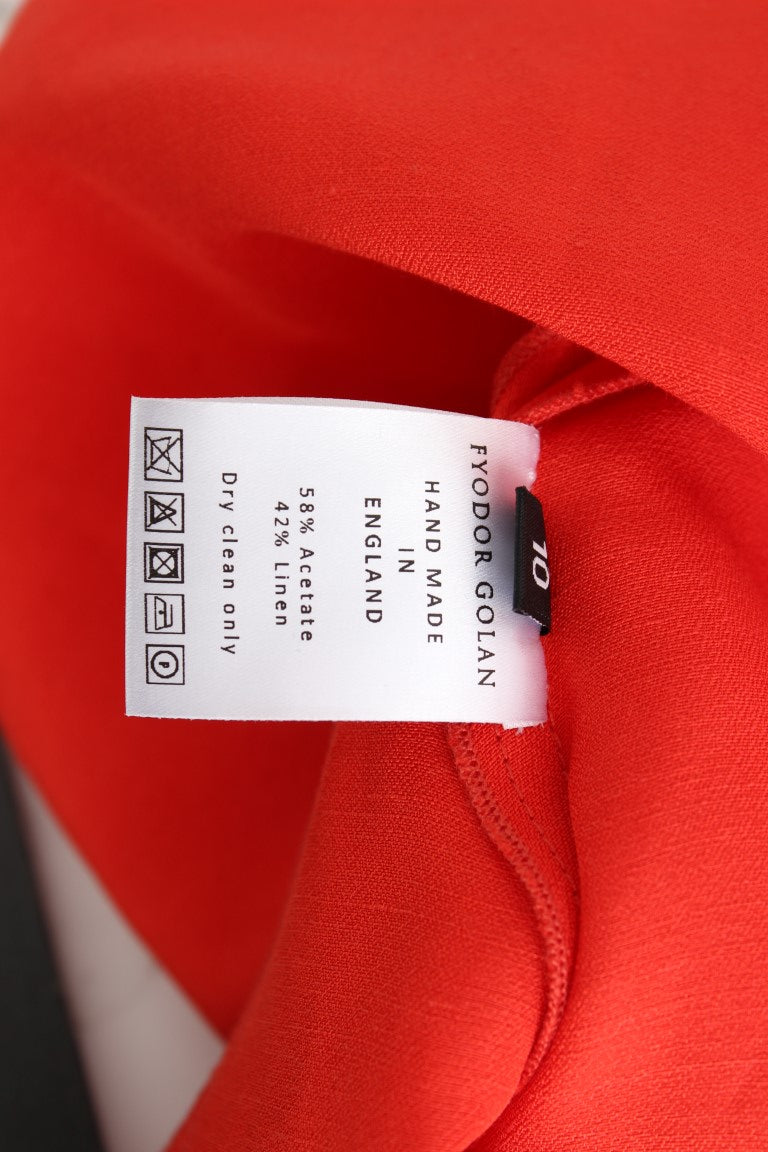 Radiant Red Linen Blend Artisan Dress - ventzia