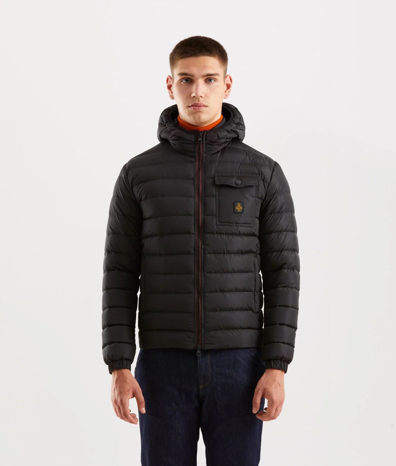 Sleek Hooded Down Jacket with Pockets - ventzia