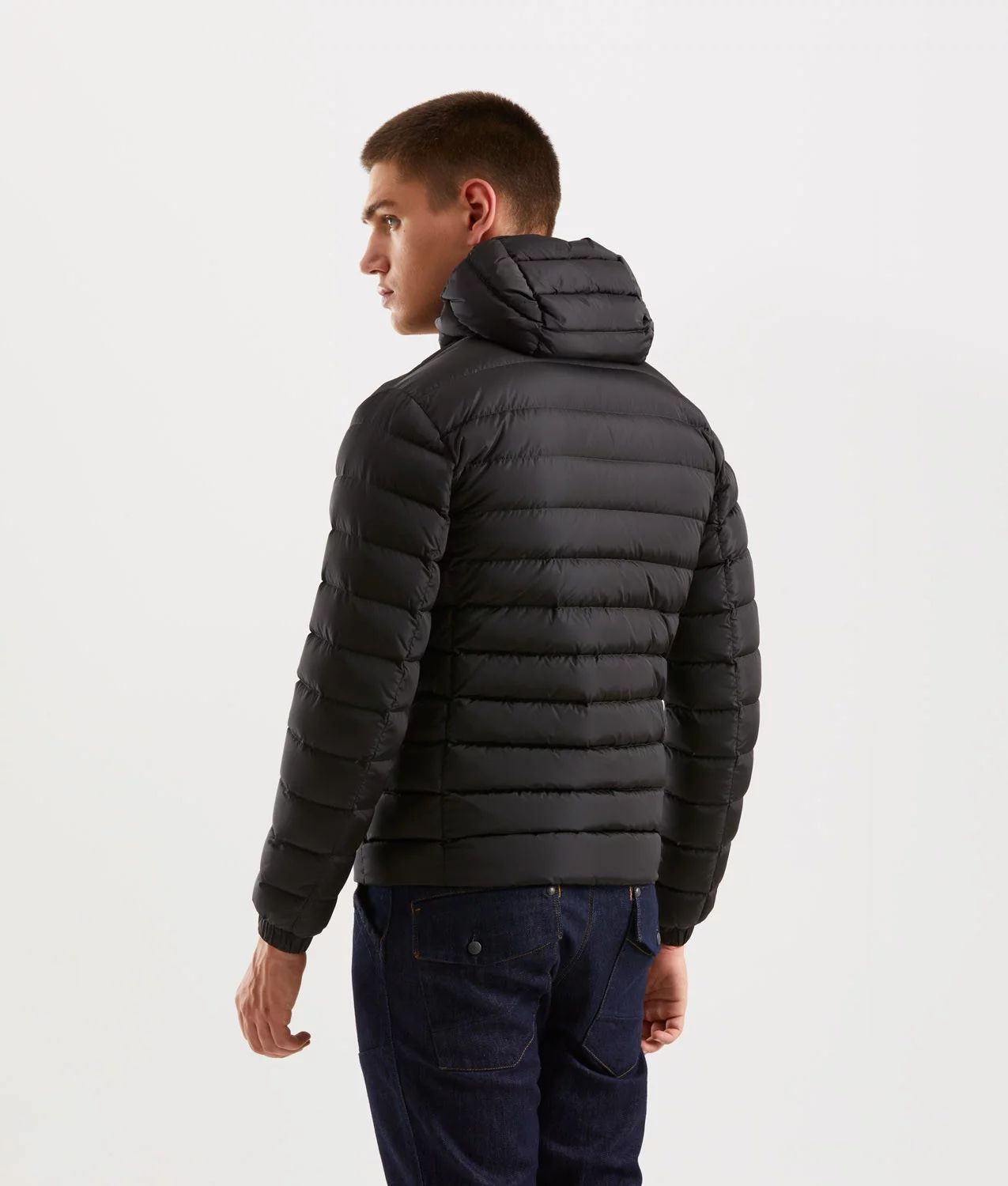 Sleek Hooded Down Jacket with Pockets - ventzia