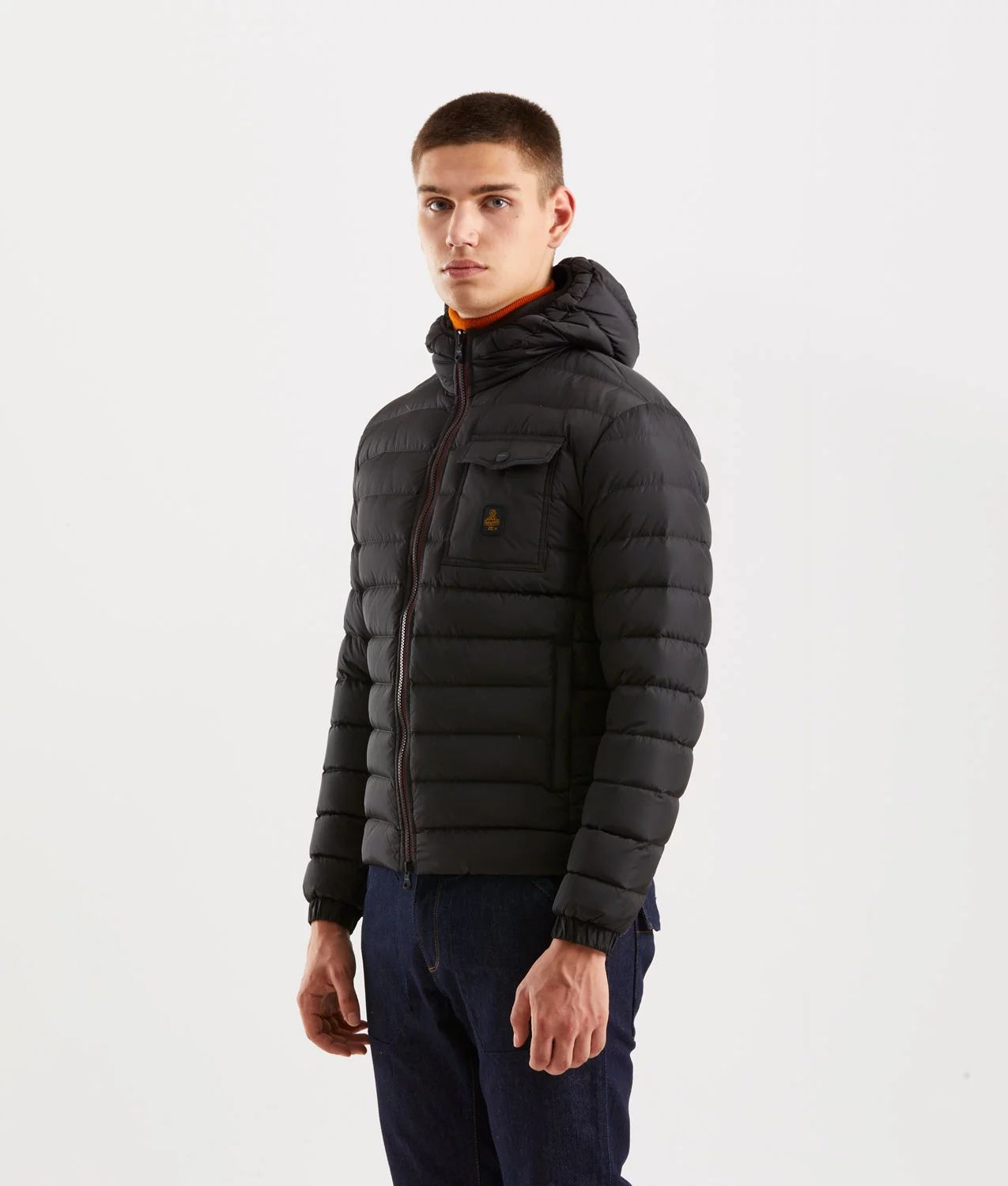 Sleek Hooded Down Jacket with Pockets - ventzia