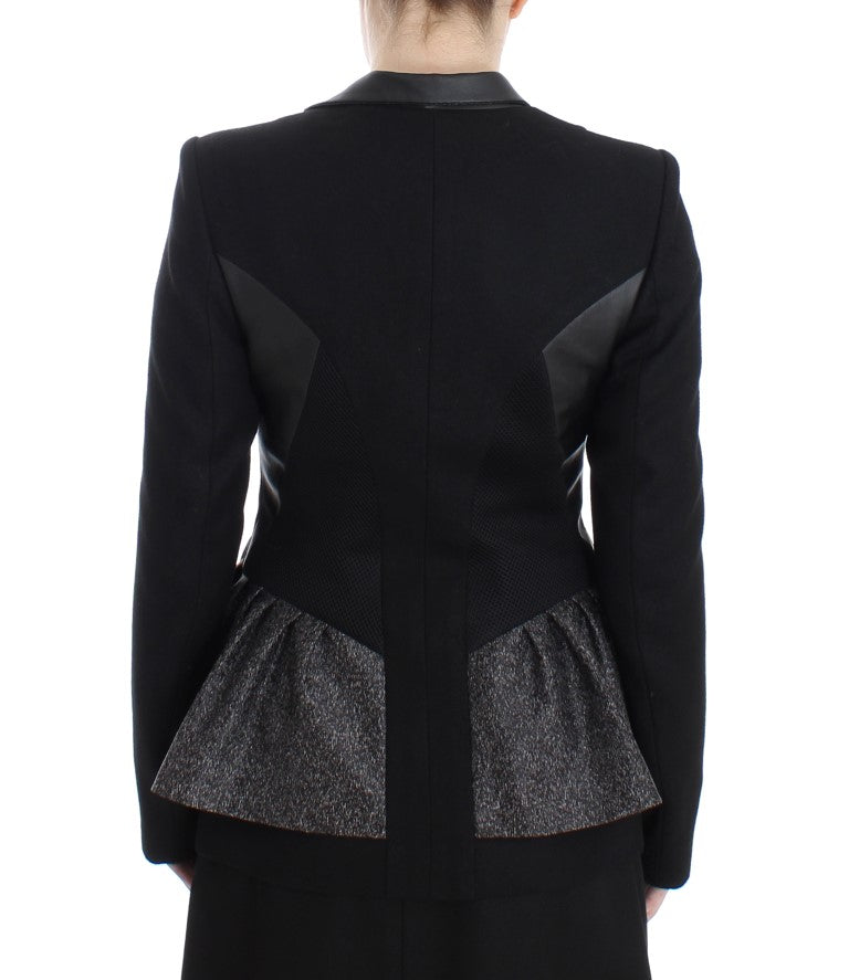 Elegant Monochrome Zippered Blazer Jacket - ventzia