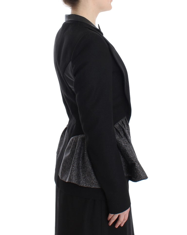 Elegant Monochrome Zippered Blazer Jacket - ventzia