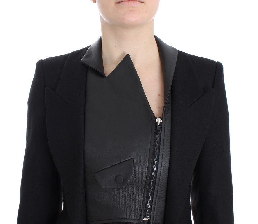 Elegant Monochrome Zippered Blazer Jacket - ventzia