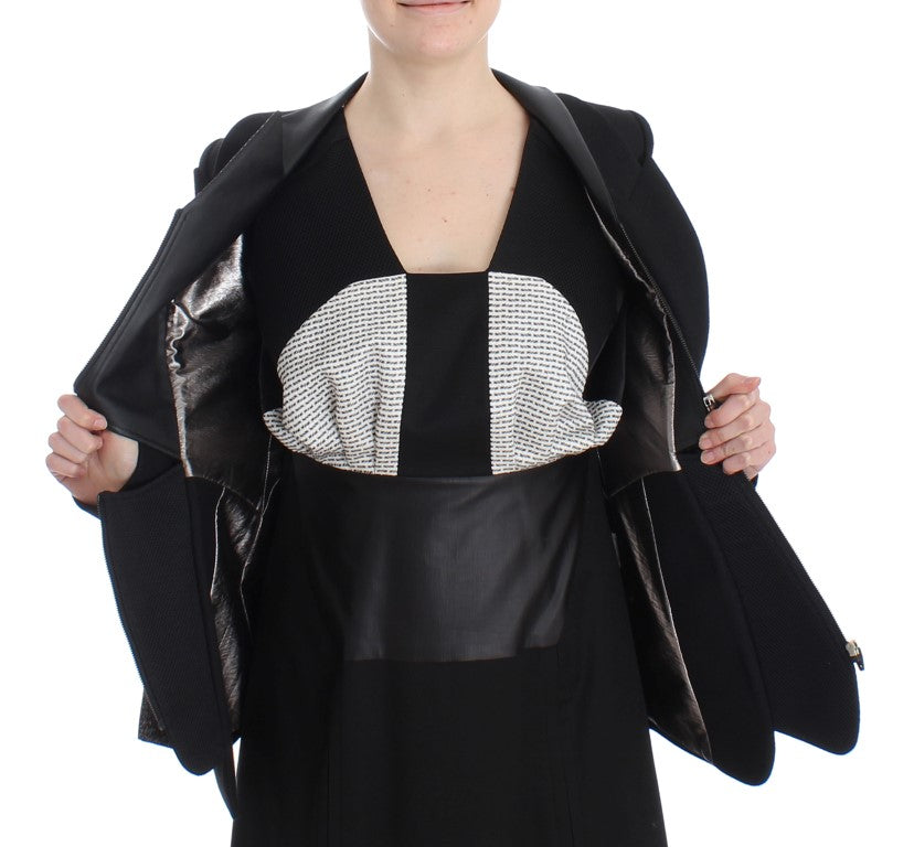 Elegant Monochrome Zippered Blazer Jacket - ventzia