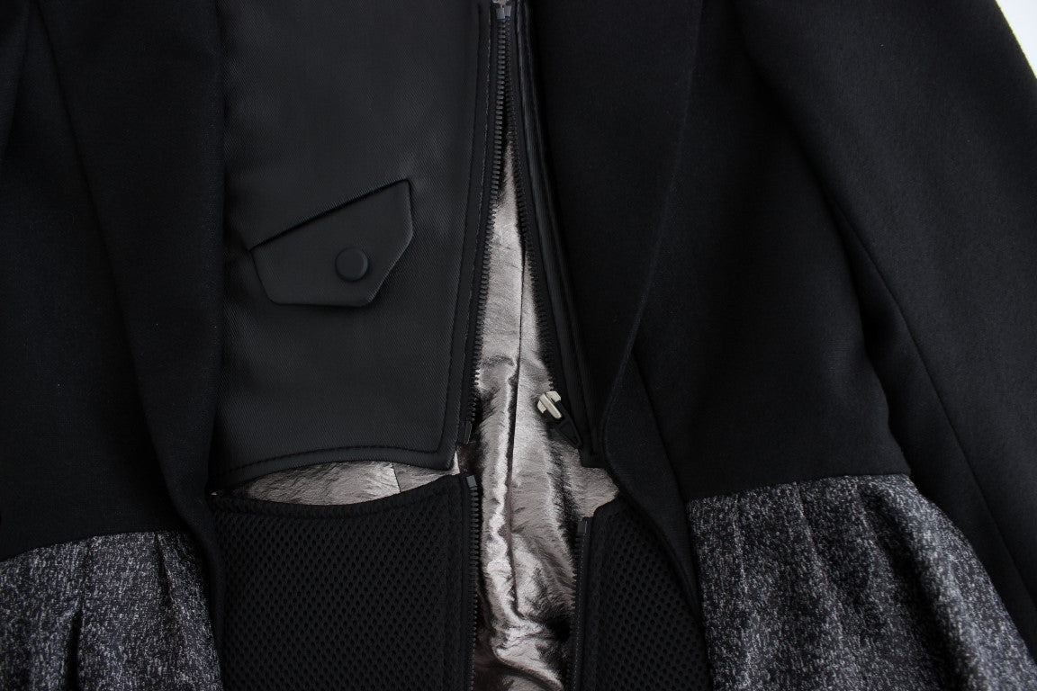 Elegant Monochrome Zippered Blazer Jacket - ventzia