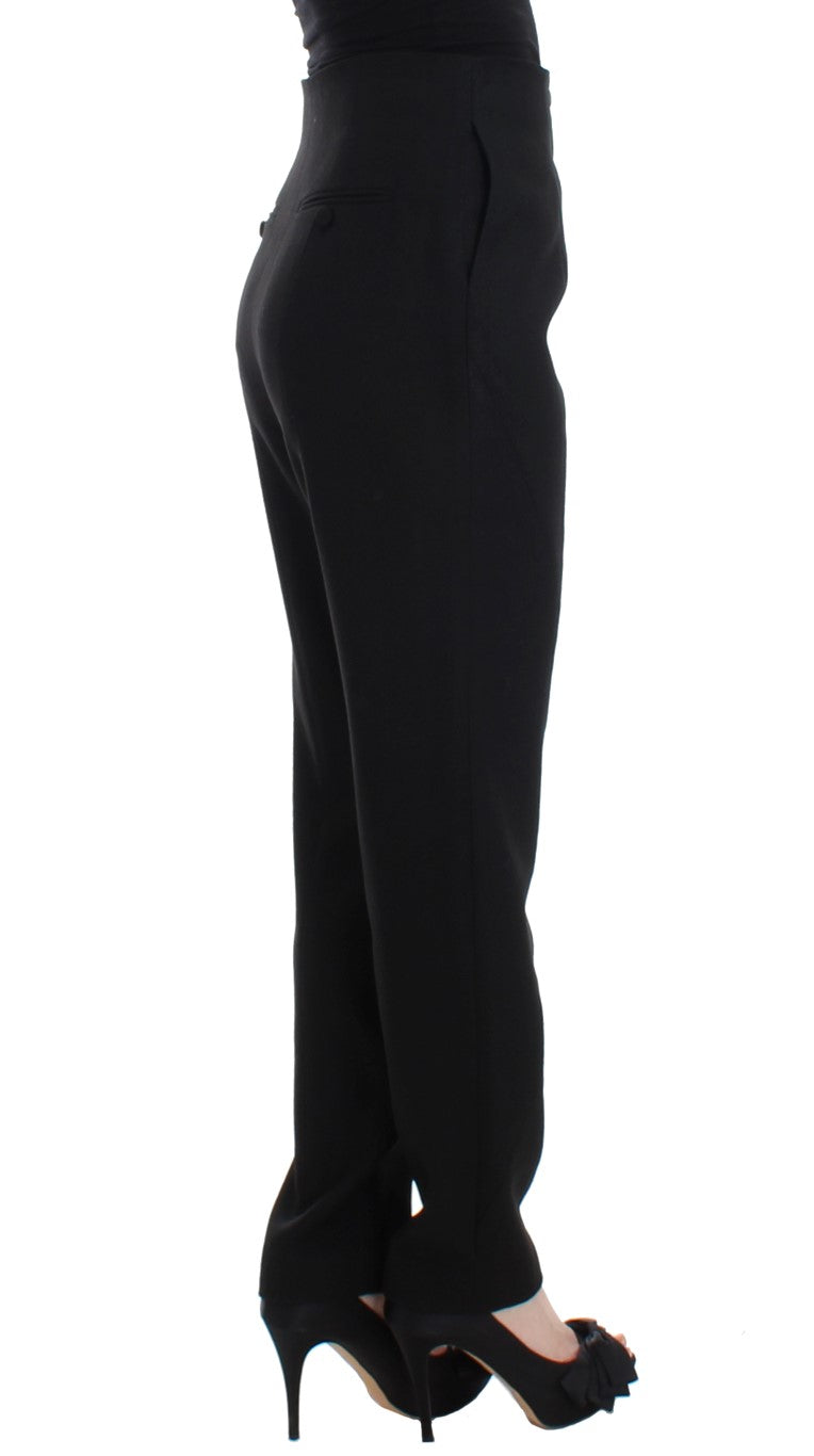 Elegant High-Waist Black Pants - ventzia