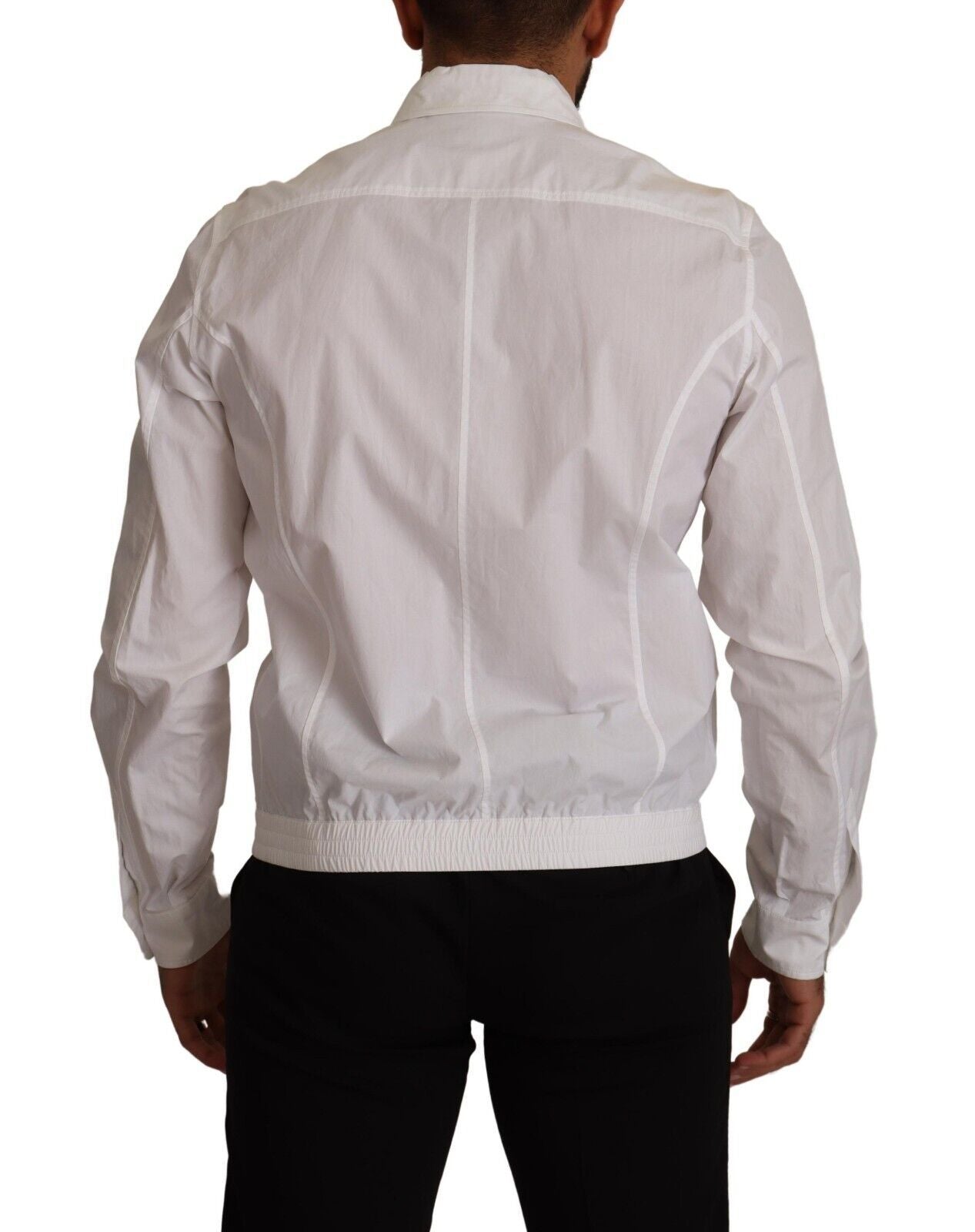 White Cotton Button Down Men Collared Shirt - ventzia