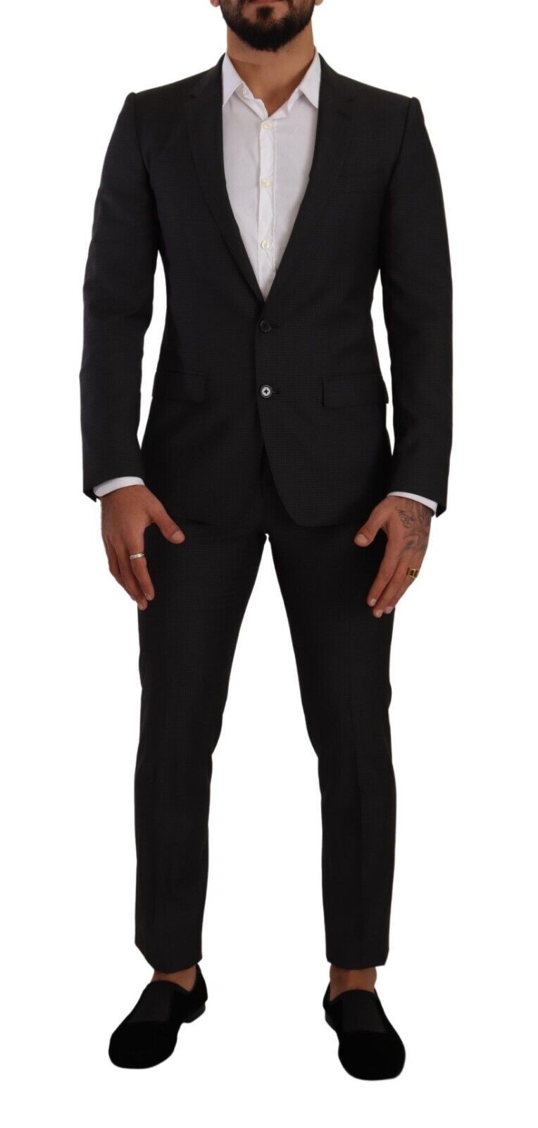 Black MARTINI Single Breasted 2 Piece Suit - ventzia