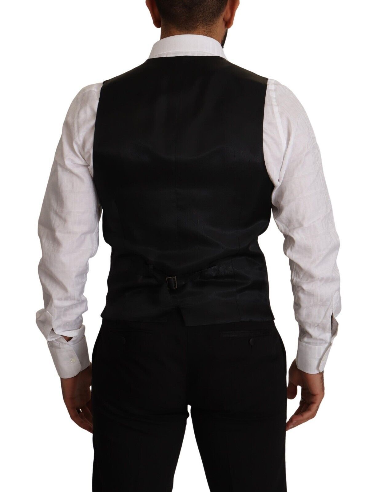 Blue Striped Wool Stretch Waistcoat Vest - ventzia