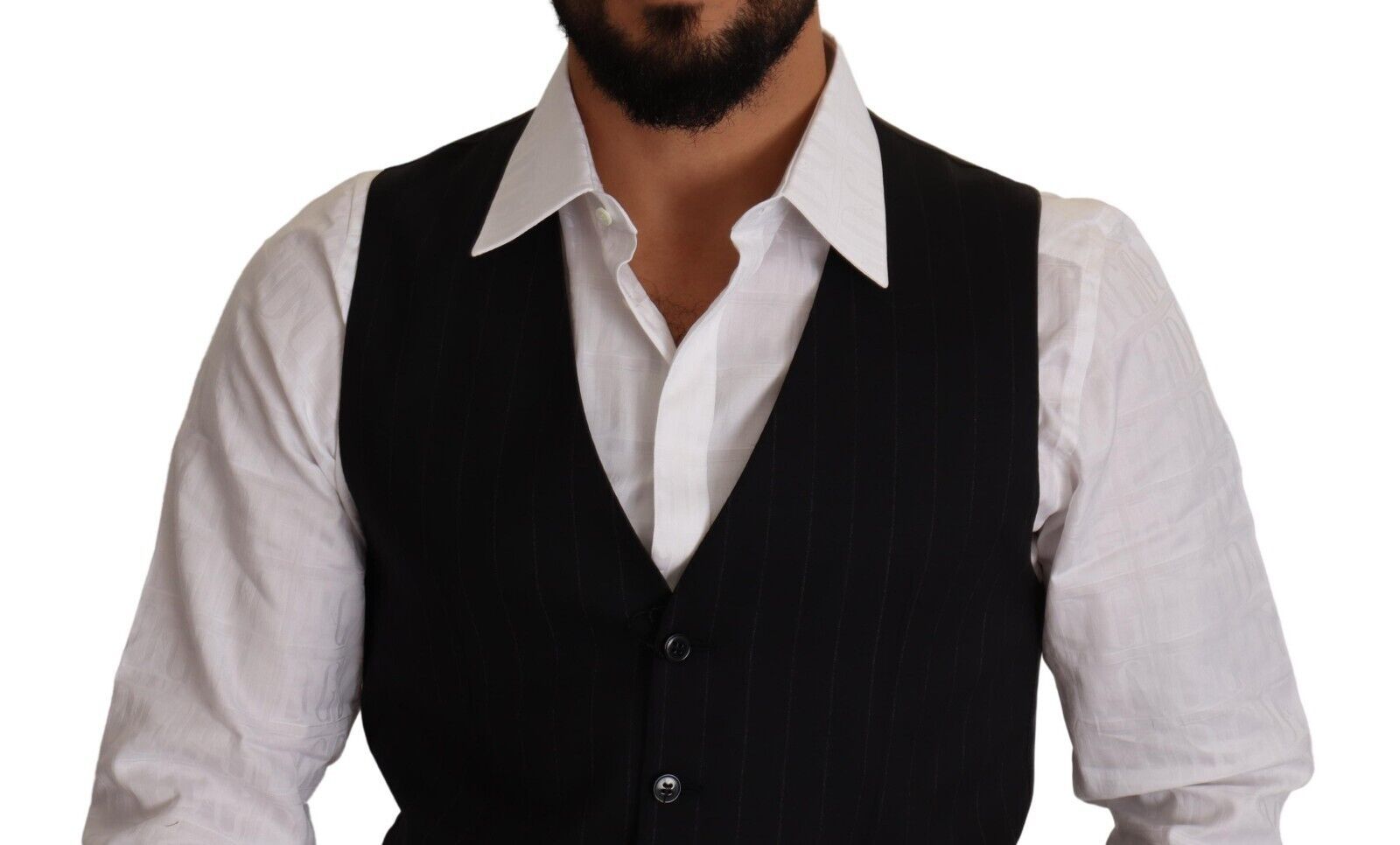 Blue Striped Wool Stretch Waistcoat Vest - ventzia