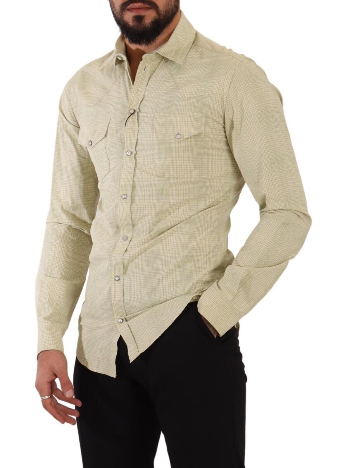 Yellow SICILIA Cotton Casual Slim Fit Shirt - ventzia