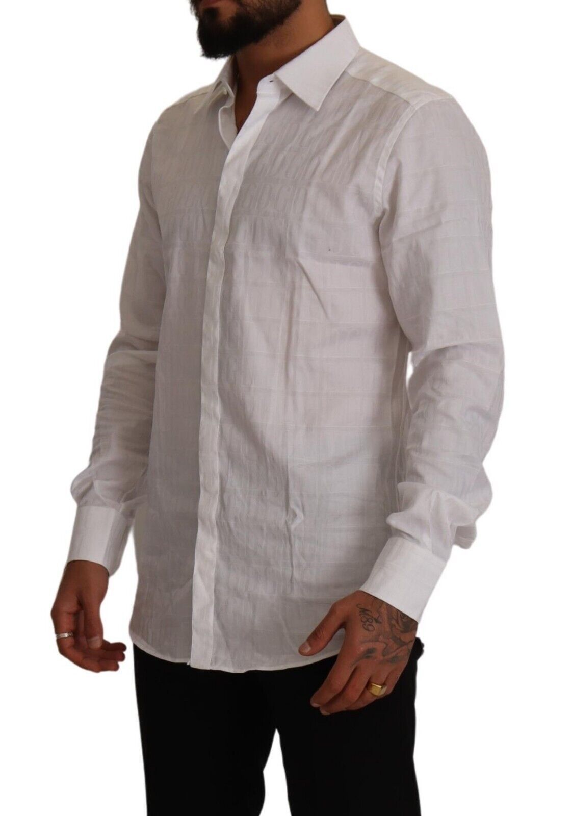 White GOLD Cotton Slim Fit Dress Formal Shirt - ventzia