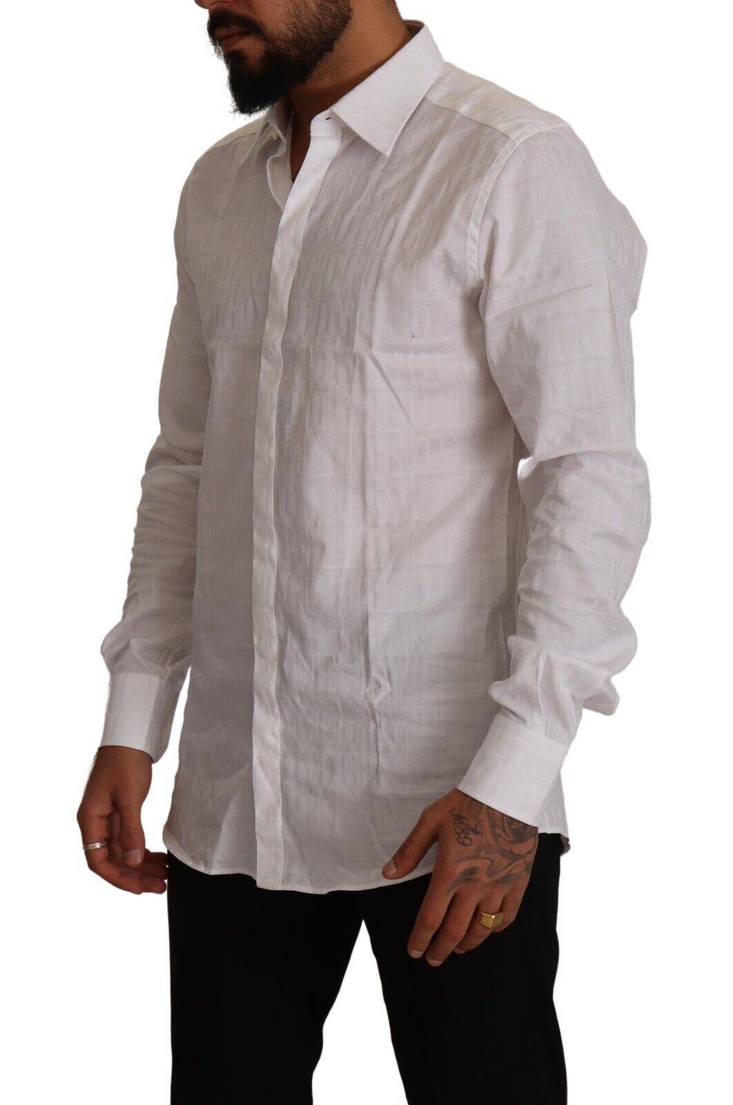 White GOLD Cotton Slim Fit Dress Formal Shirt - ventzia
