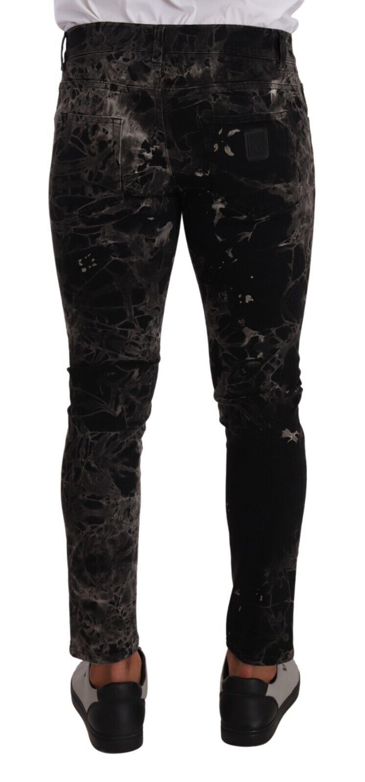 Black Patterned Skinny Slim Fit Jeans - ventzia