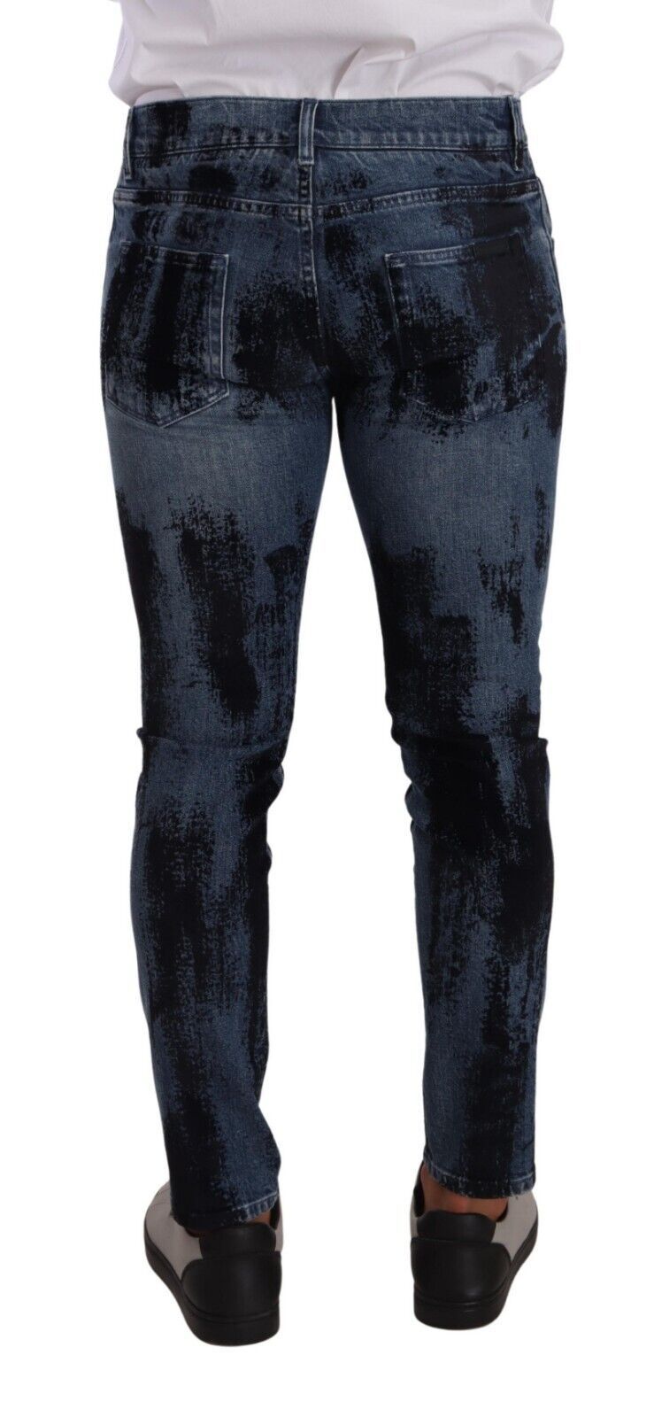 Blue Black Cotton Skinny Denim Jeans - ventzia