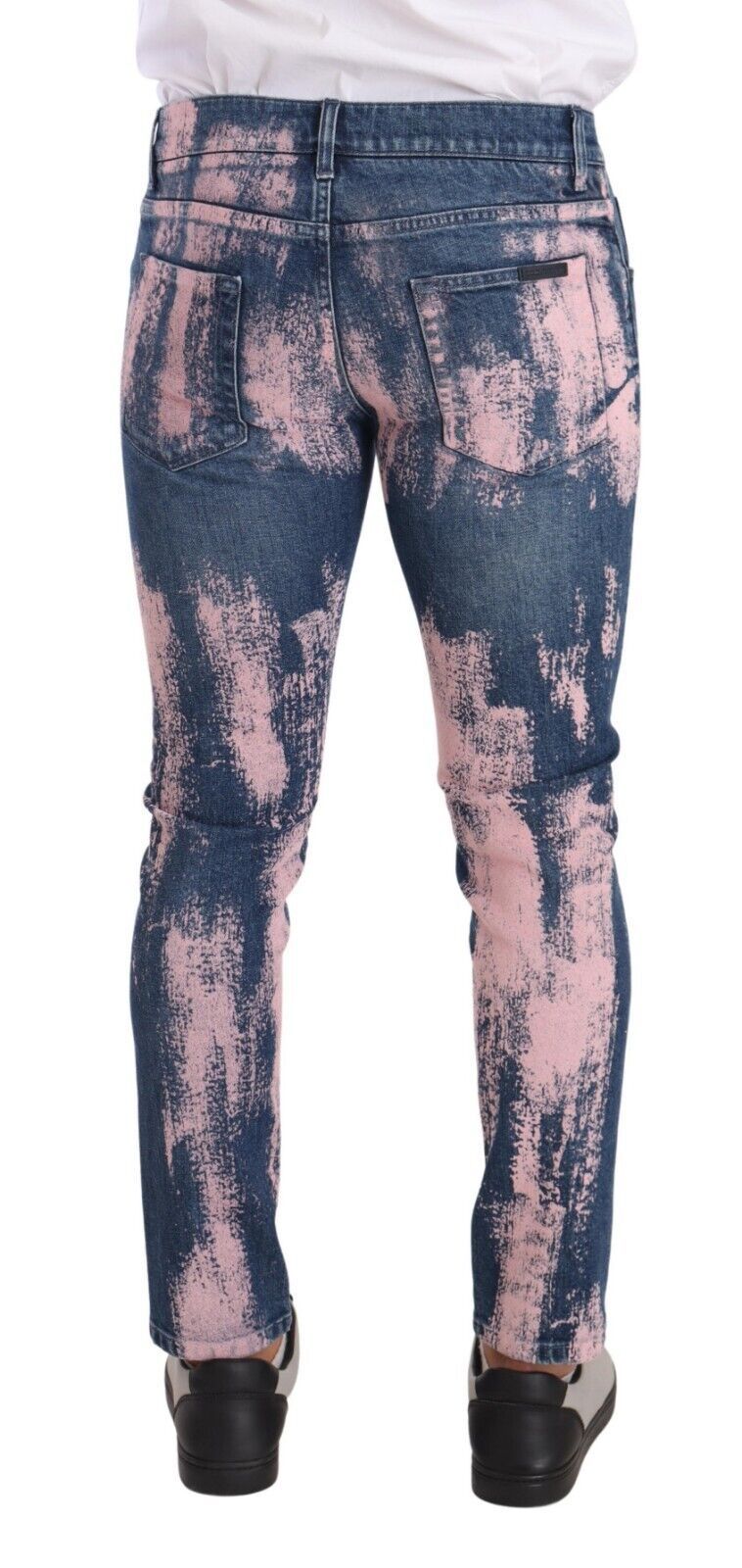 Blue Pink Tie Dye Cotton Skinny Denim Jeans - ventzia