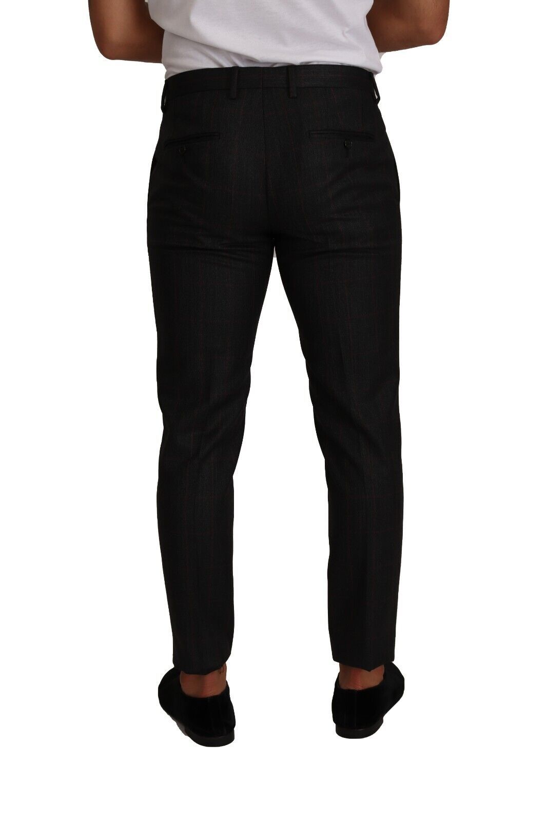 Gray Check Wool Formal Trouser Dress Pants - ventzia