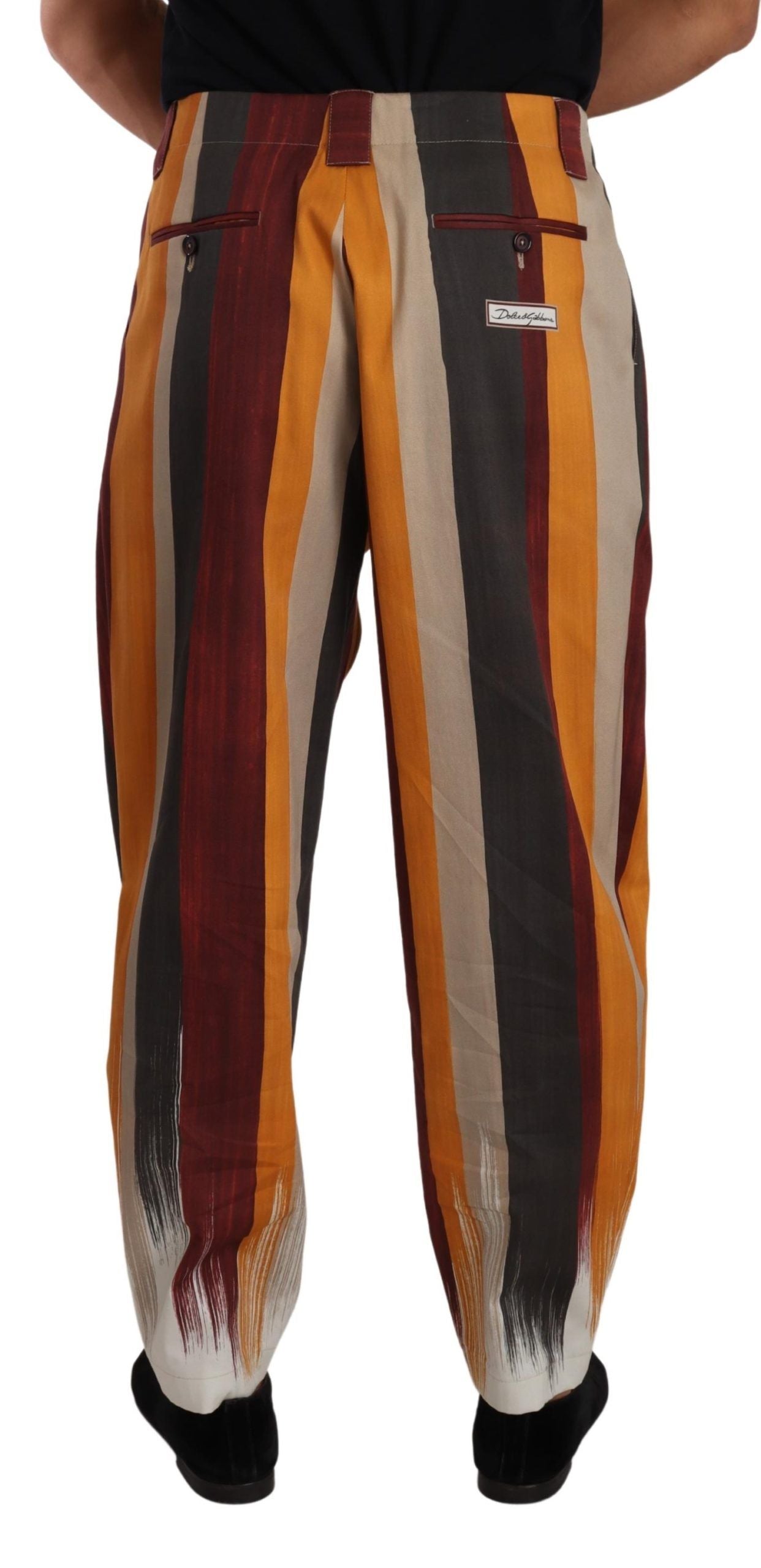 Multicolor Striped Cotton Tapered Trouser Pants - ventzia