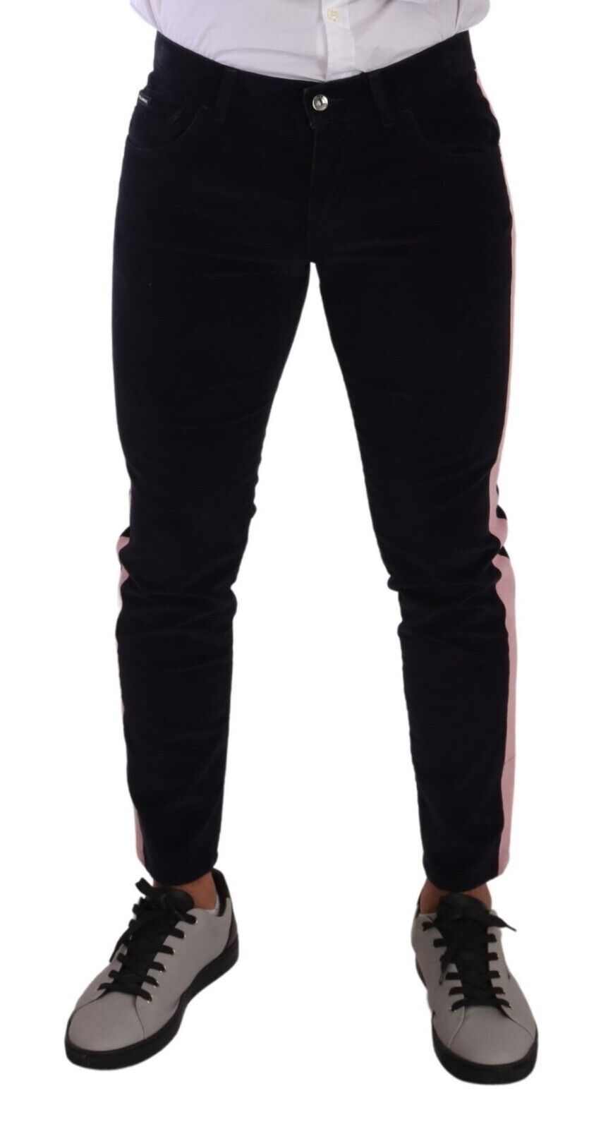 Blue Corduroy Cotton Stretch Skinny Jeans - ventzia