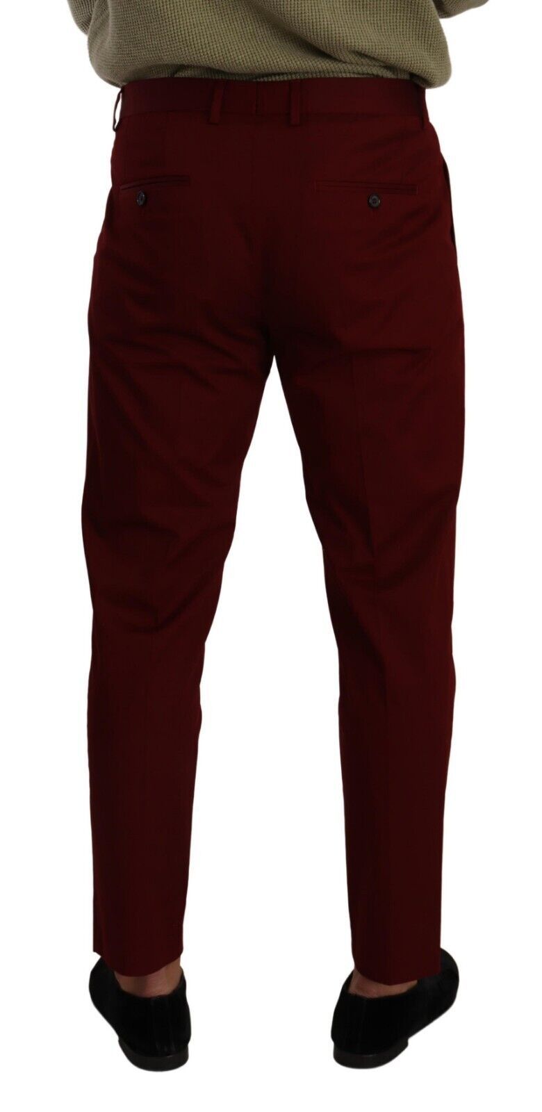 Dark Red Cotton Mens Chinos Trouser Dress Pants - ventzia